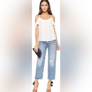 Joie Womens Adorlee Size M Off the Shoulder Blouse in MISTY LILAC Cold Shoulder